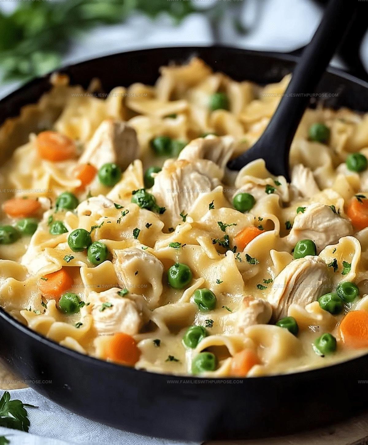 One Pan Chicken Pot Pie Noodle Skillet Recipe
