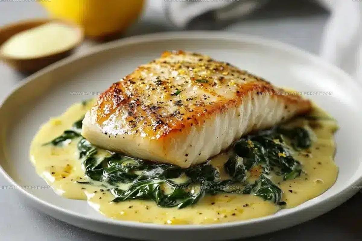 Creamy Lemon Garlic Sea Bass with Spinach Recipe