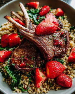 Lamb Chops With Buckwheat And Black Pepper Strawberries Recipe
