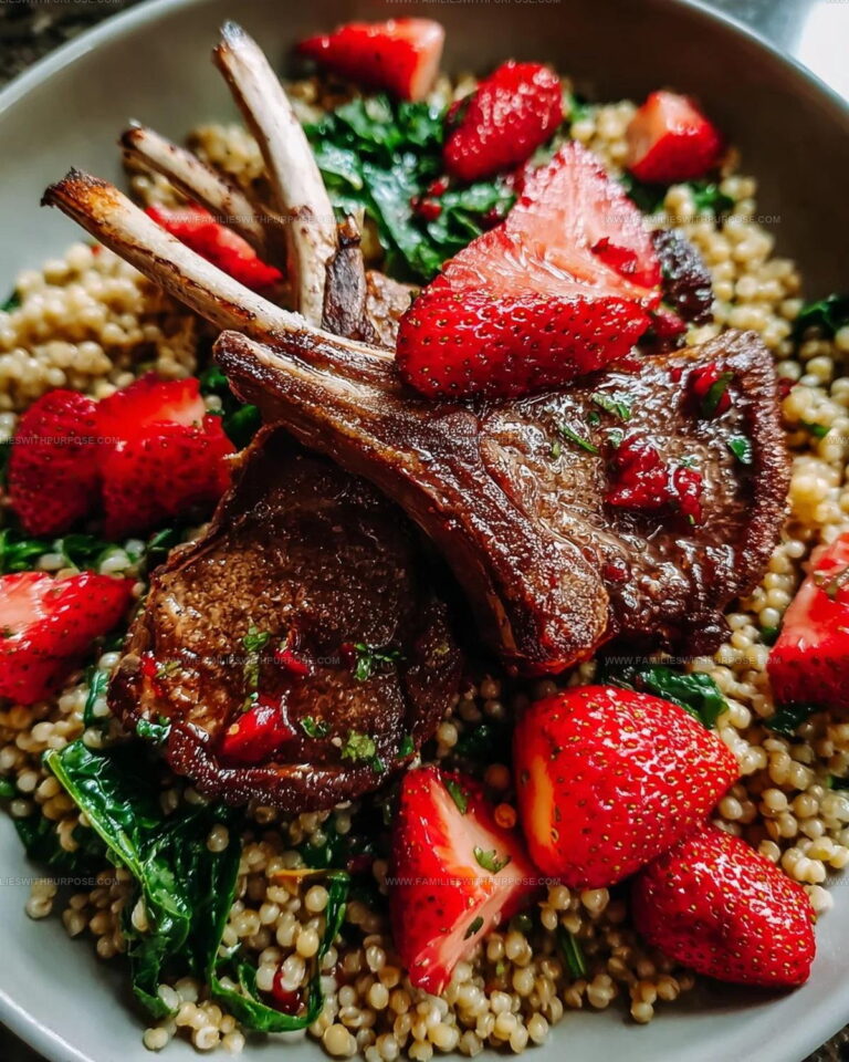 Lamb Chops With Buckwheat And Black Pepper Strawberries Recipe