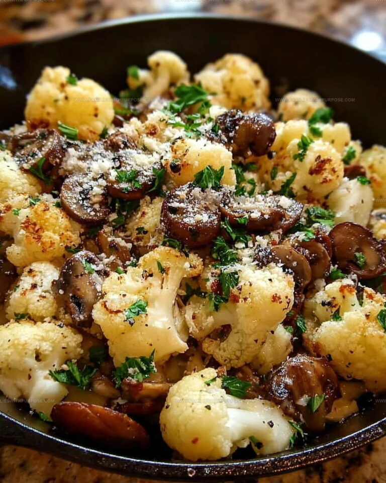 Veggie-Forward Garlic Cauliflower Mushroom Skillet Recipe