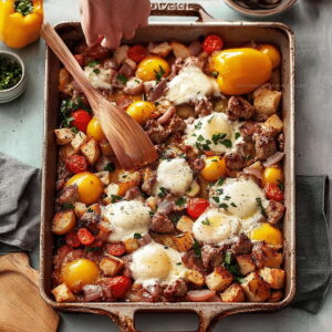 Complete Breakfast Bacon Egg and Potato Hash Recipe