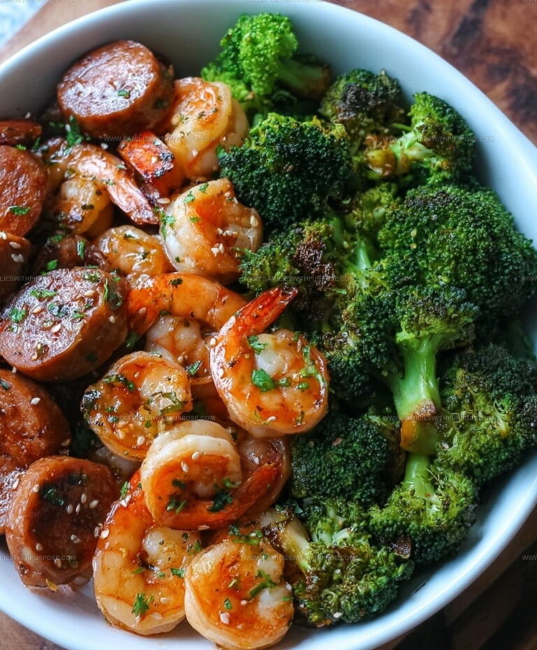 Sticky Honey Garlic Shrimp Sausage Broccoli Recipe