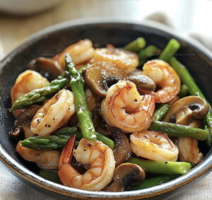 Veggie-Packed Shrimp Asparagus Mushroom Stir Fry Recipe