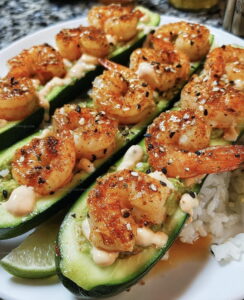 Shrimp Avocado Cucumber Boats Recipe