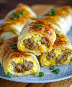 Skillet Breakfast Sausage Egg And Cheese Roll Ups Recipe