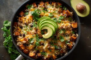 Southwest Sweet Potato, Black Bean and Rice Skillet Recipe