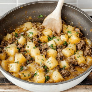 Cheesy Beef and Potatoes Skillet Recipe