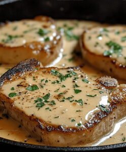 Skillet Creamy Garlic Parmesan Pork Chops Recipe