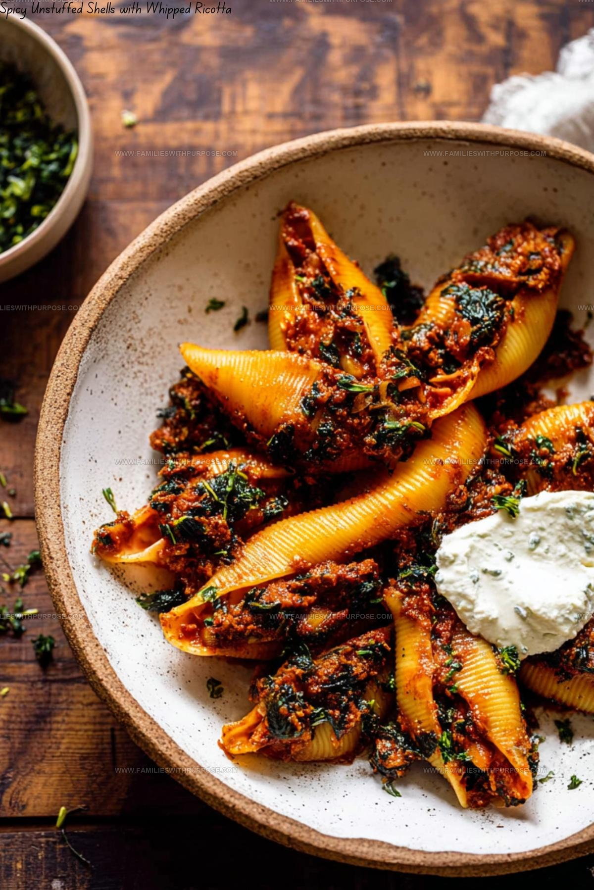 Spicy Unstuffed Shells with Whipped Ricotta Recipe