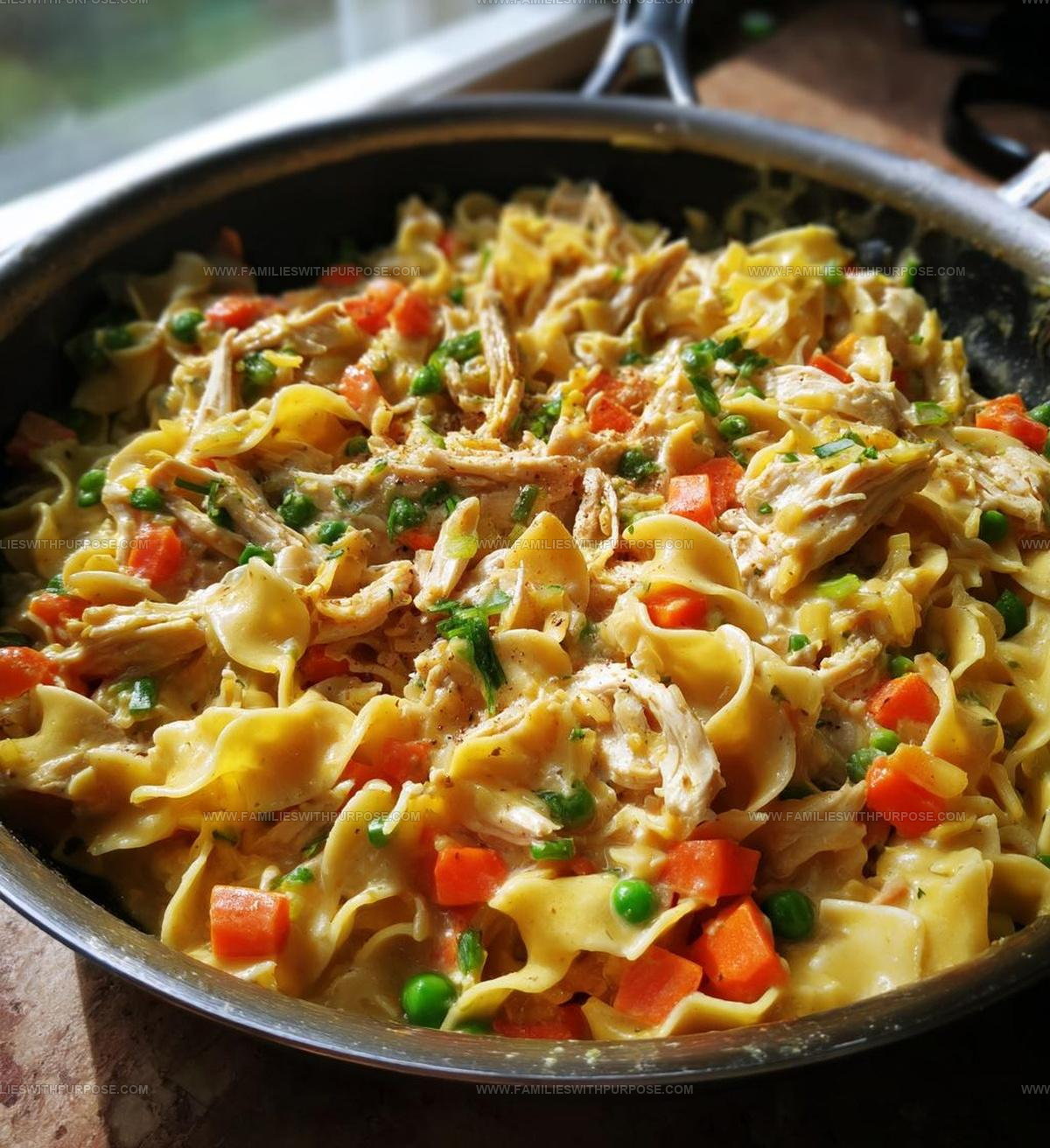 Cozy Creamy Chicken Pot Pie Noodle Skillet Recipe