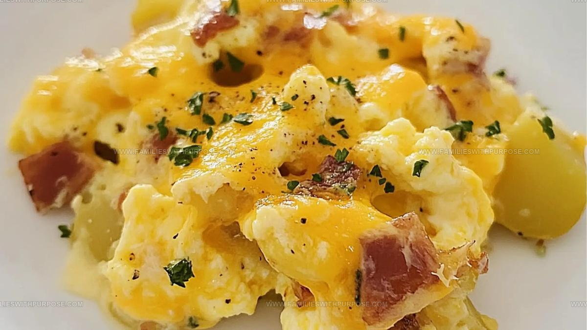 Cheesy Breakfast Potato Egg Scramble Recipe