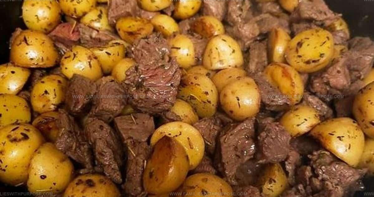 Cast-Iron Garlic Butter Steak And Potatoes Skillet Recipe