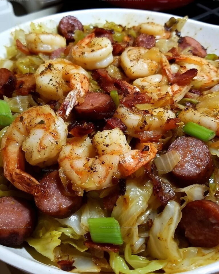 Quick Fried Cabbage with Shrimp, Sausage & Bacon Recipe