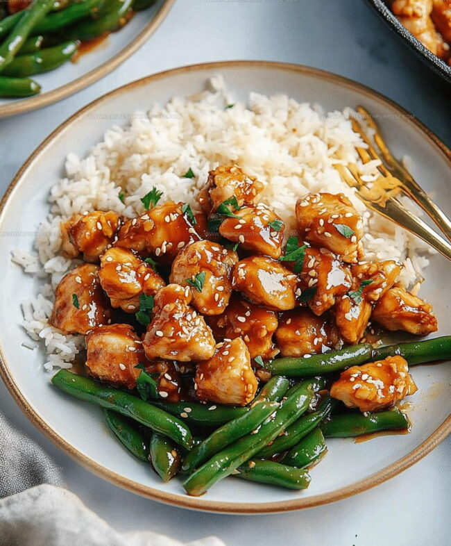 Preparation Steps for Sesame Chicken with Green Beans and Rice