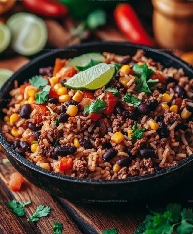 Preparing Mexican Beef and Rice Skillet Step by Step