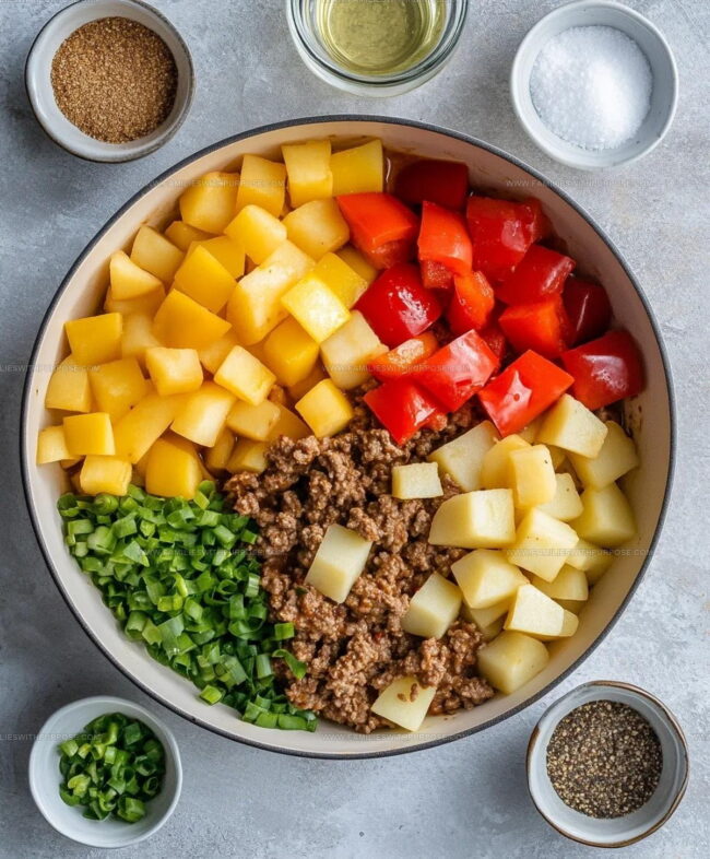 Steps for Making One-Pan Ground Beef and Potatoes