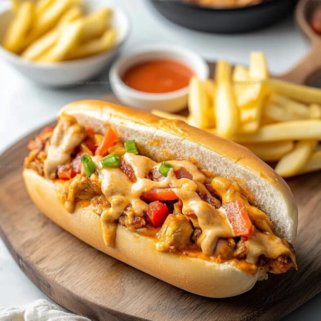 Buffalo Chicken Peppers Cheese And Sauce Lineup Of This Cheesesteak