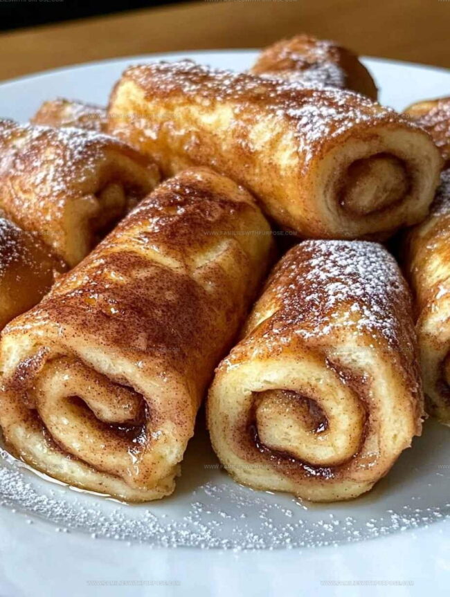 Preparing Cinnamon Roll French Toast Roll Ups Step by Step