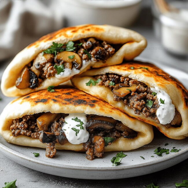 What Makes Cheesy Beef And Mushroom Pita Pockets So Satisfying