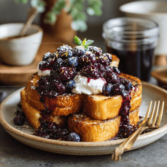 Steps for Making Brioche French Toast With Blueberry Compote