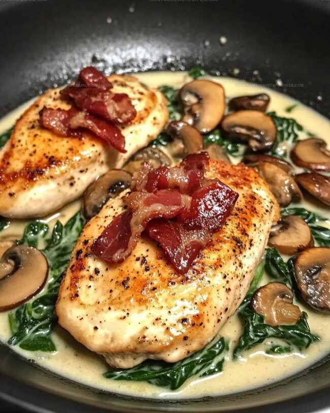Kitchen Know-How For Smothered Chicken With Creamed Spinach Bacon And Mushrooms