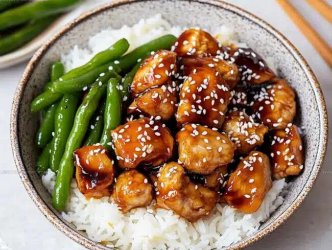 Methods for the Sear-and-Glaze Finish of Sesame Chicken