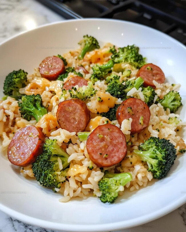 How To Serve Cheesy Kielbasa Rice And Broccoli Skillet