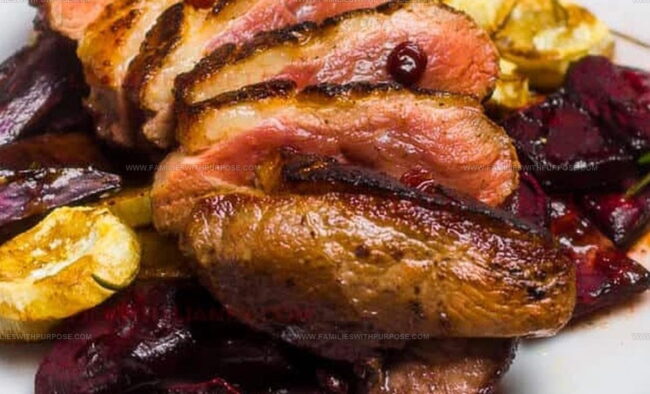 How to Sear Duck Breast with Glazed Root Vegetables