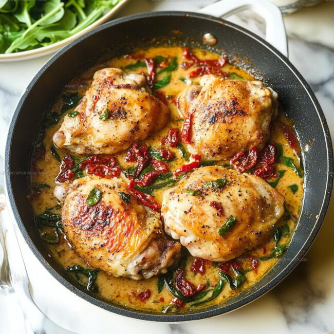Skillet Cooking Steps for Sun-Dried Tomato Chicken Thighs